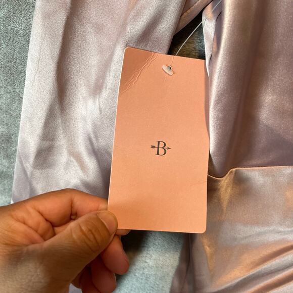 BHLDN Sabrina Stretch Satin Long Sleeve Mini Dress Size Small Dusty Mauve New - Picture 5 of 10